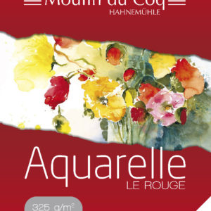 Moulin du coq Le Rouge Papier aquarelle 325 grs grain fin. Pack 10 Feuilles 50 x 65 cm..