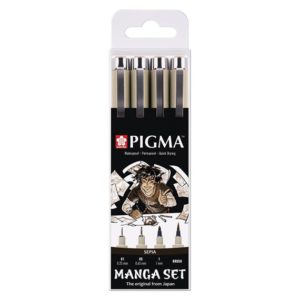 Set Manga unique de 4 stylos Pigma Micron Sepia